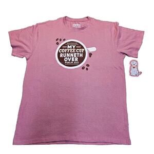 Kindness & Confetti  Womens Large T Shirt My Coffee Cup Runneth Over Psalms Pink